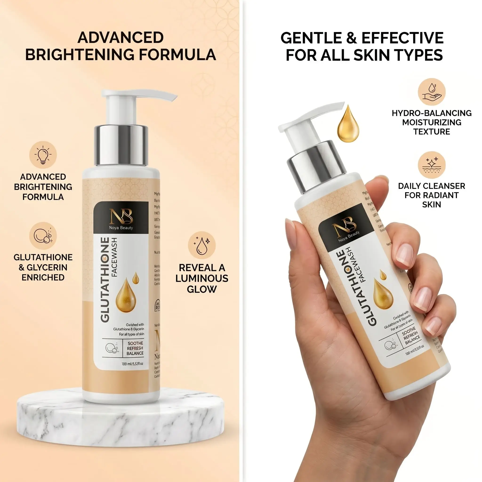 Noya Beauty Glutathione Face Wash 100ml - Image 6