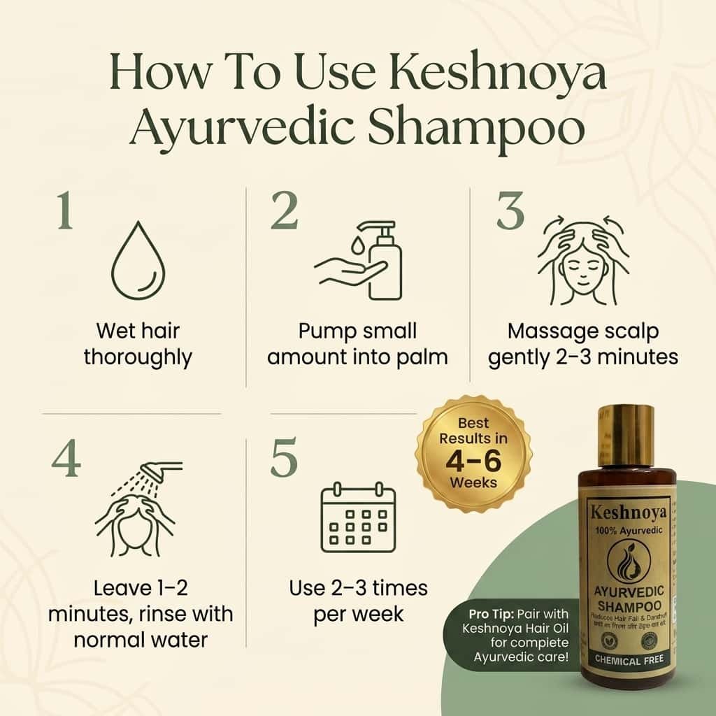 Keshnoya Ayurvedic Shampoo — Freedom from Dandruff & Hair Fall | 10 Ancient Herbs | 100% Chemical Free | 150ml - Image 4
