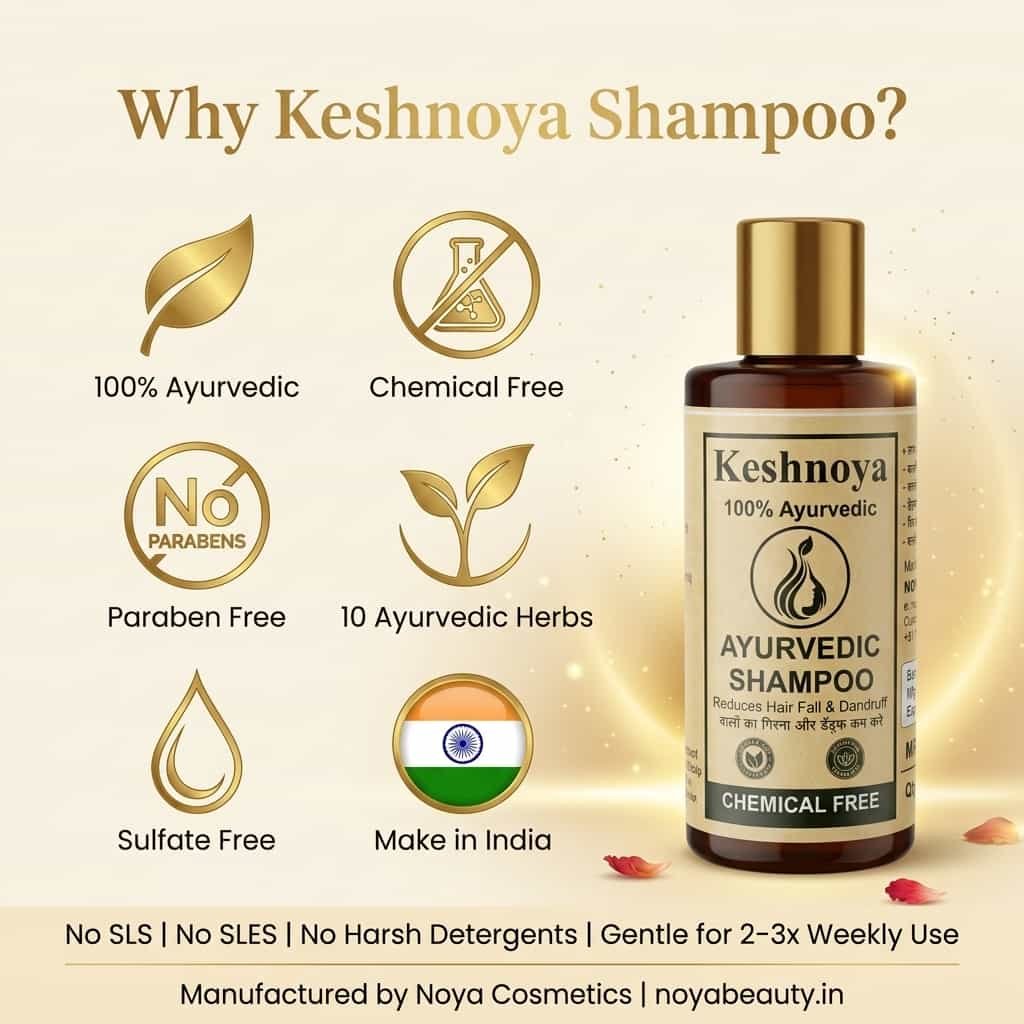 Keshnoya Ayurvedic Shampoo — Freedom from Dandruff & Hair Fall | 10 Ancient Herbs | 100% Chemical Free | 150ml - Image 3